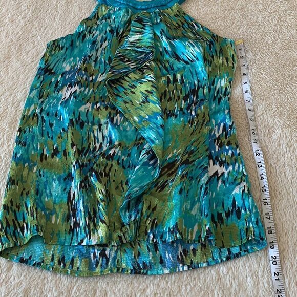 New Directions green and blue flowy blouse size medium - Picture 14 of 16